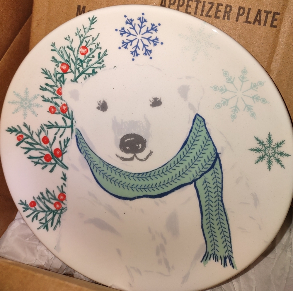 Alpine Glow 4 Four Appetizer Plates with Polar Bear Design